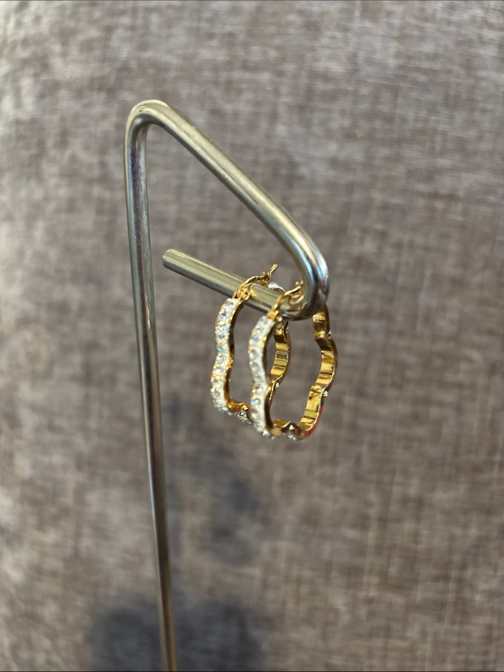 Gold Crystal flower Hoop Earrings - Women Jewelry